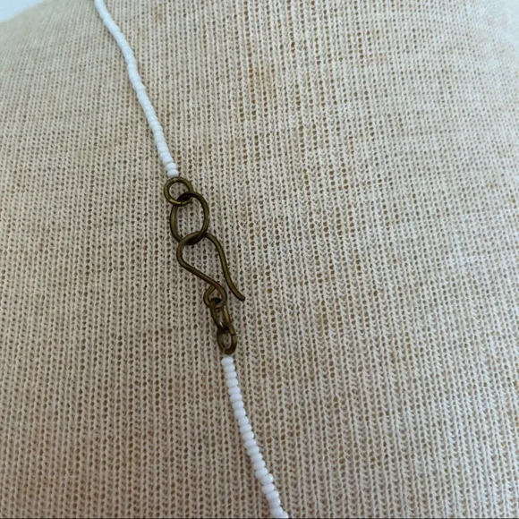 Hammered Gold and Bead Necklace - Picture 8 of 15